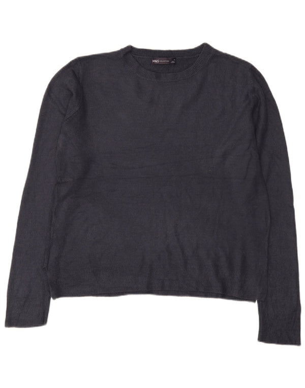 Marks & Spencer Dame Boat Neck Jumper Sweater UK 14 Large Navy Blue