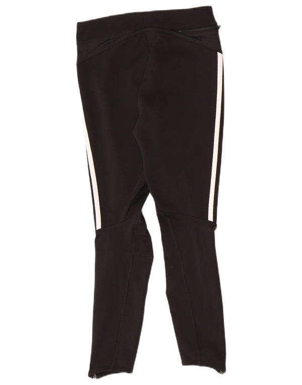 Adidas Dame Capri Leggings UK 8 Small Sort Stribet Polyester Sports