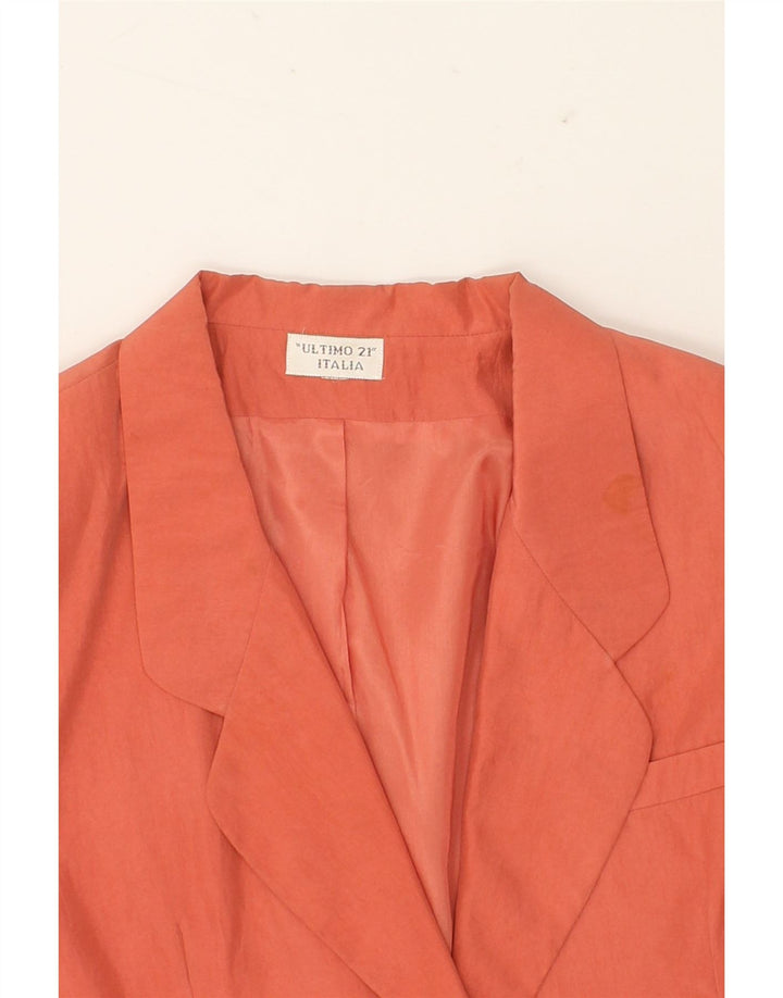 ULTIMO 21 Womens 2 Button Blazer Jacket UK 14 Medium Orange Silk Vintage Ultimo 21 and Second-Hand Ultimo 21 from Messina Hembry 