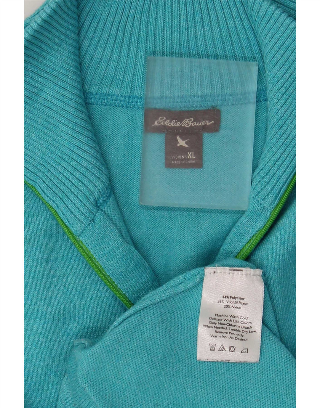 Eddie Bauer Dame Sweater med lynlås-hals UK 18 XL Blå Polyester