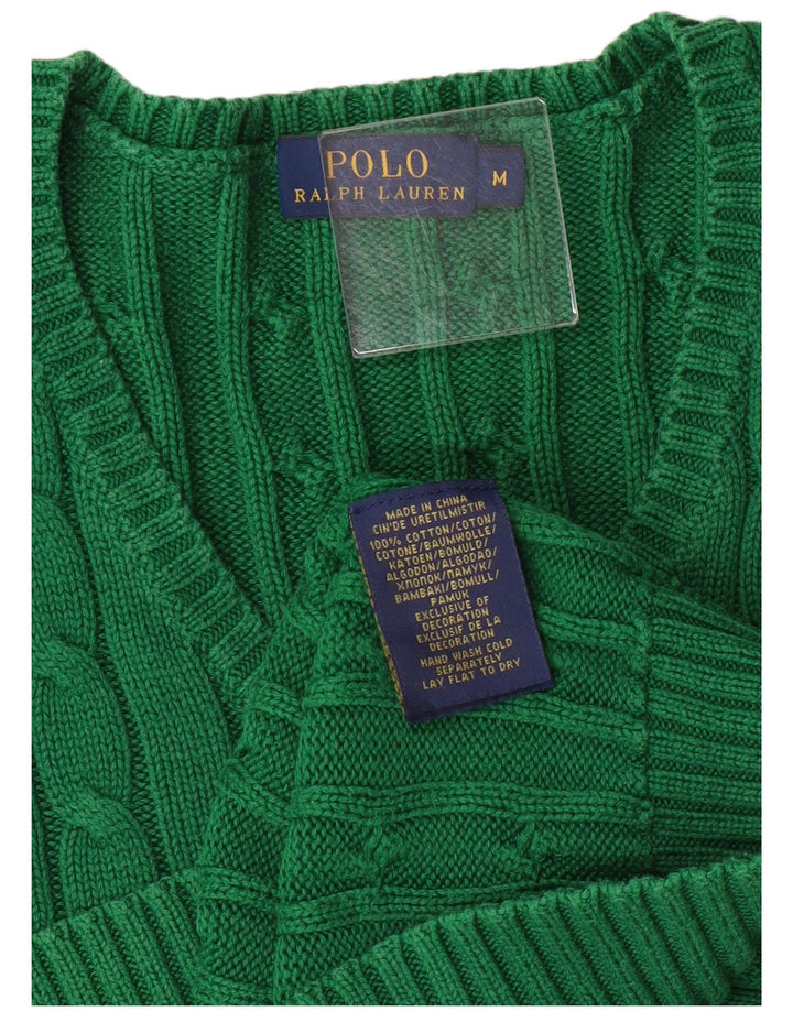 Polo Ralph Lauren Dame V-hals sweater UK 12 Medium Green Classic
