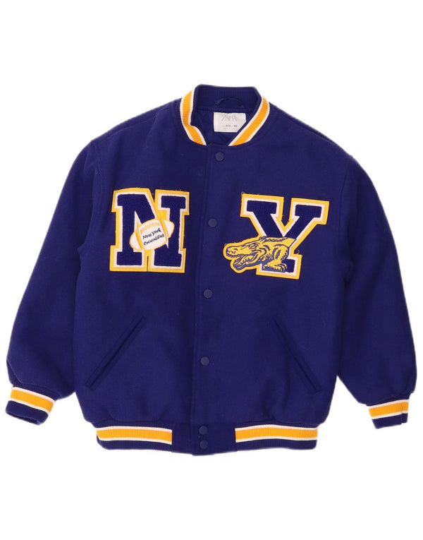 ZARA Girls New York Crocodiles Grafisk Varsity-jakke 9-10 år Marineblå