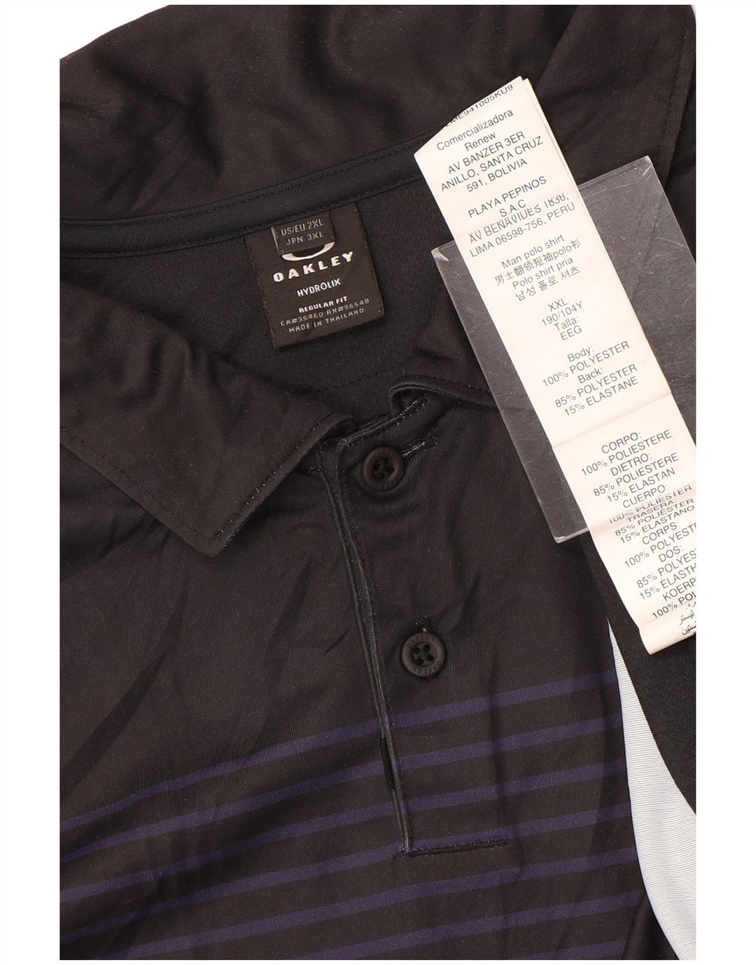 Oakley Herre Polo Shirt 2XL Sort Stribet Polyester