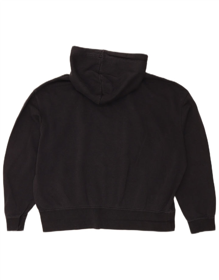 Nike Dame Oversized Hoodie Jumper UK 14 Medium Sort Bomuld