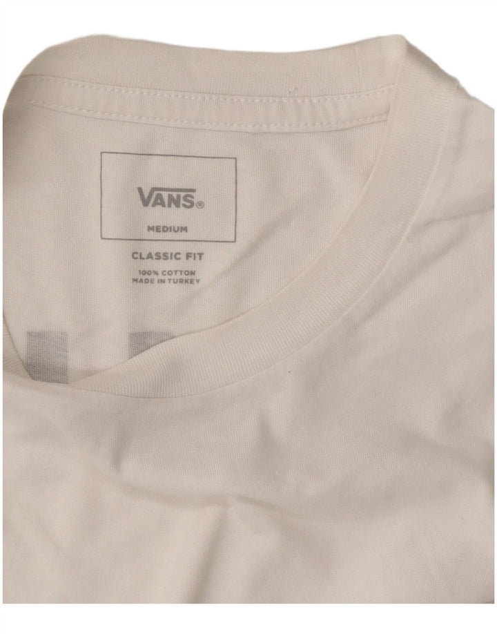 VANS Herre Classic Fit Grafisk T-shirt Top Medium Hvid Bomuld