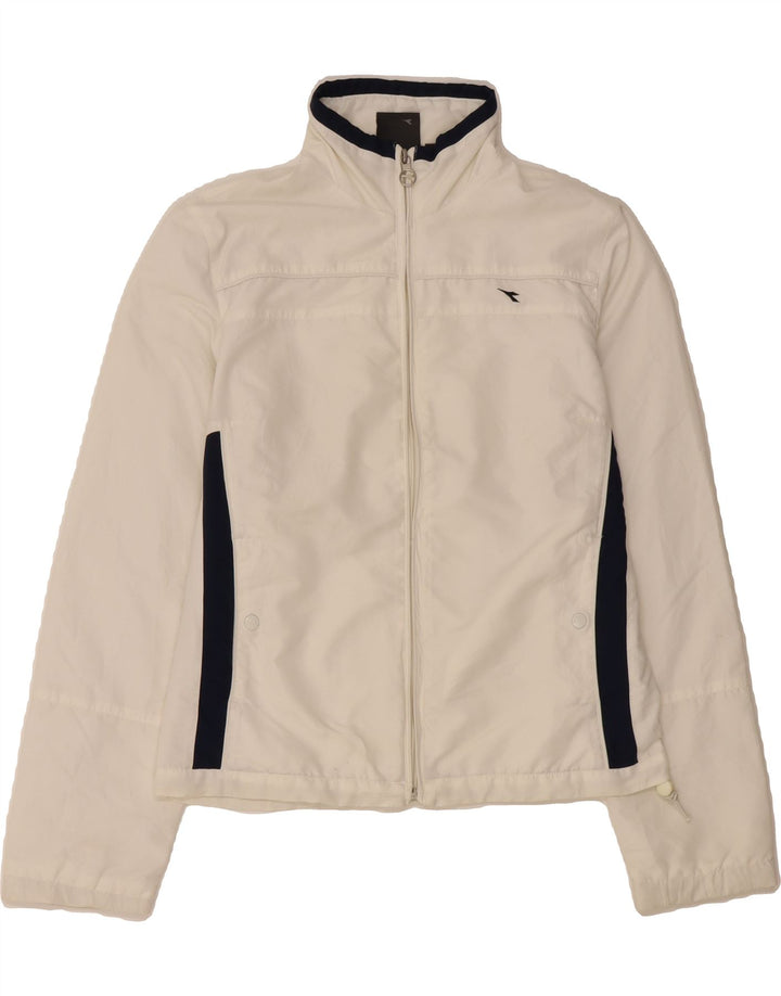 DIADORA Womens Tracksuit Top Jacket UK 10 Small White Colourblock Vintage Diadora and Second-Hand Diadora from Messina Hembry 