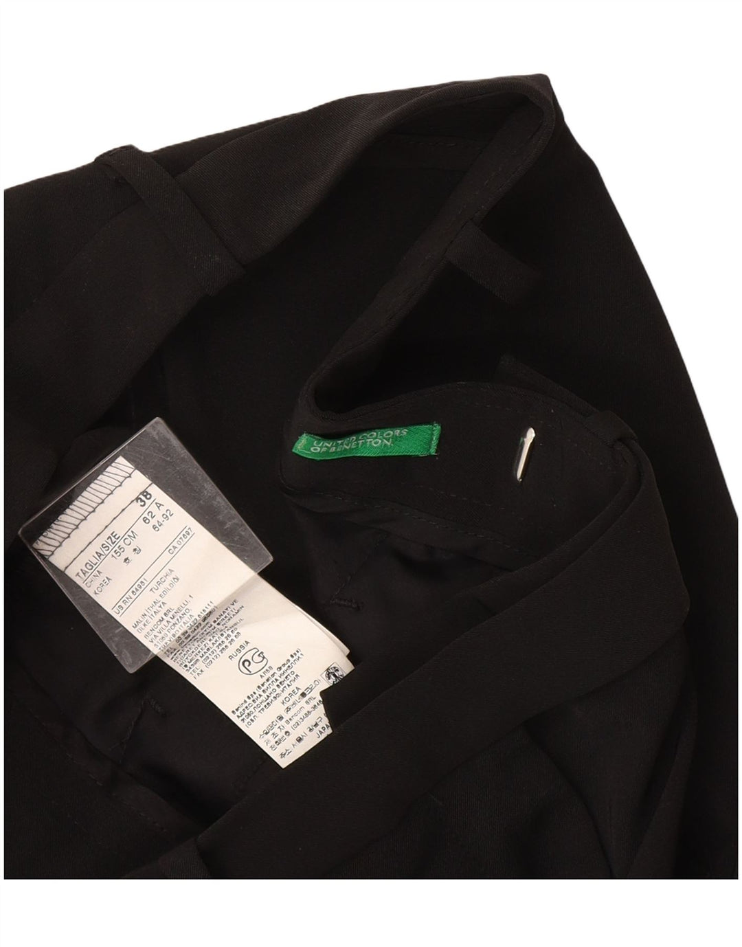 Benetton Dame Lige Casual Bukser IT 38 XS W28 L30 Sort Polyester