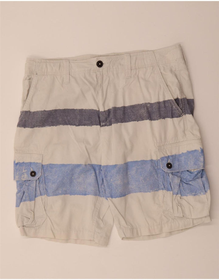 AMERICAN EAGLE Mens Cargo Shorts W36 Large  Off White Striped Cotton Vintage American Eagle and Second-Hand American Eagle from Messina Hembry 