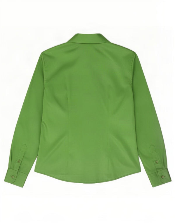 Benetton Womens Shirt Blouse IT 42 Medium Green Polyester