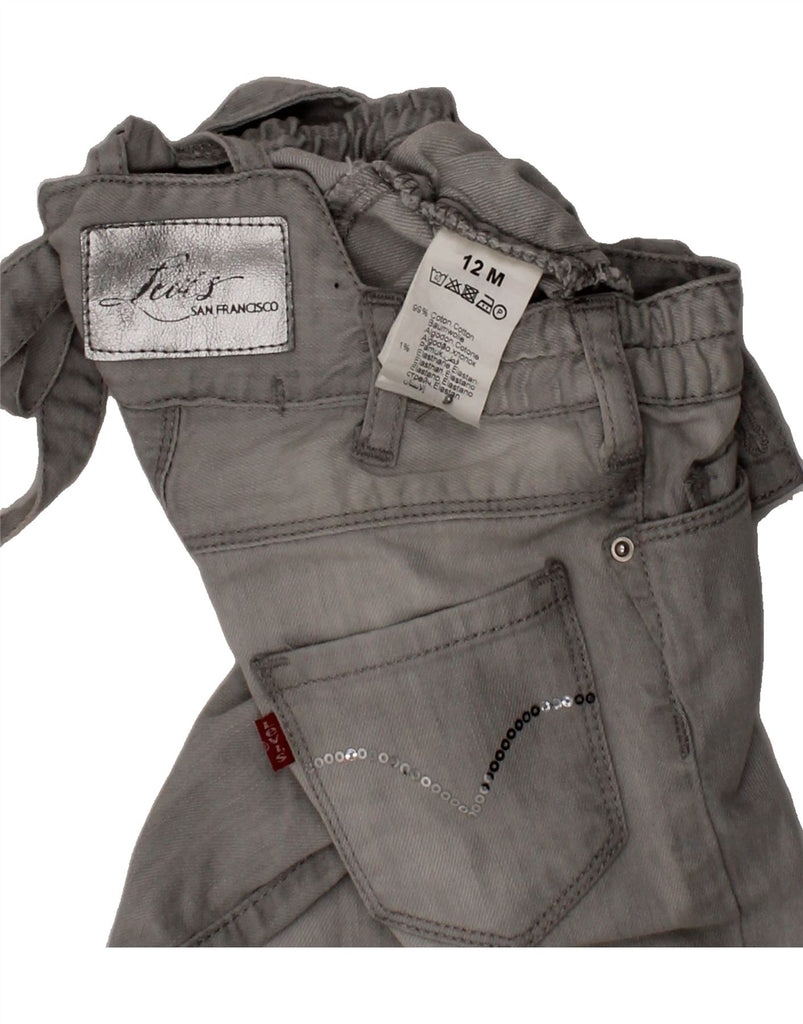 LEVI'S Baby Girls Dungarees Straight Jeans 9-12 Months W18 L10 Grey Cotton Vintage Levi's and Second-Hand Levi's from Messina Hembry 