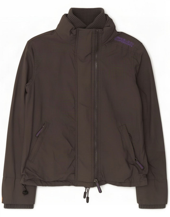Superdry Graphic Windbreaker Jacket UK 12 Medium Grey Polyester