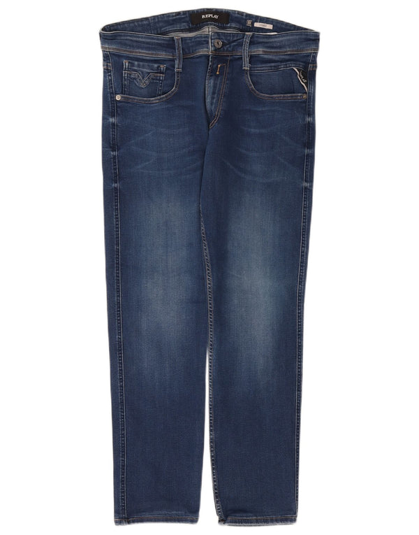 Replay Dame Anbass Slim Jeans W32 L29 Blå Bomuld