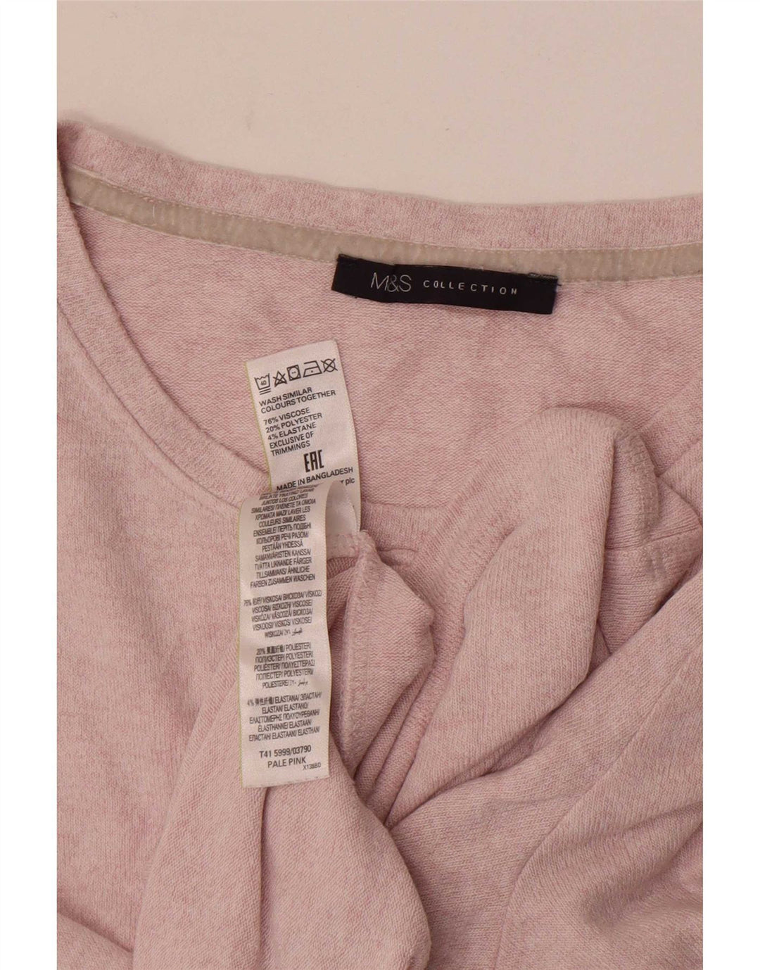 Marks & Spencer T-shirt top til kvinder UK 16 Large Pink Viscose