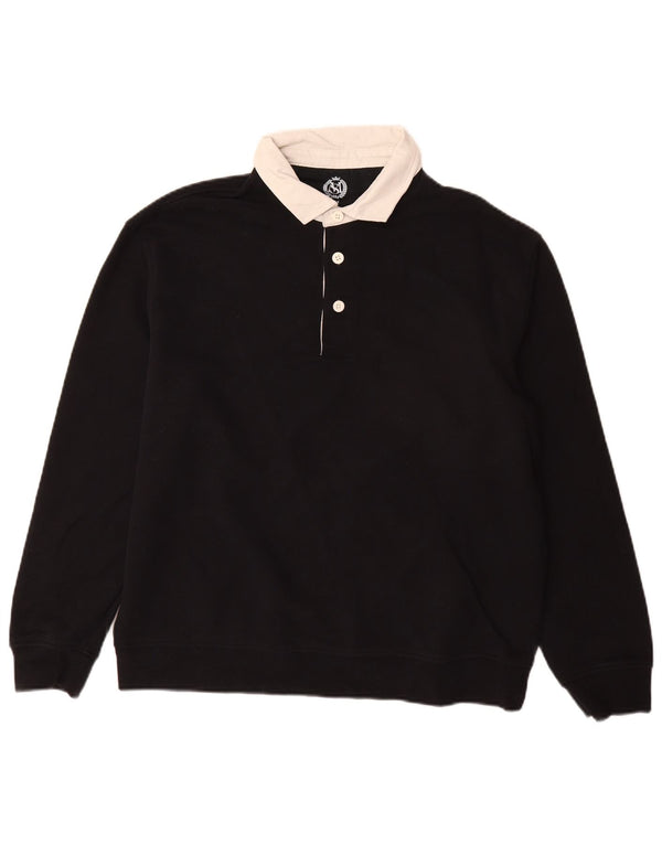 Marks & Spencer Herre Relaxed Fit Sweatshirt Jumper Large Sort Colourblock