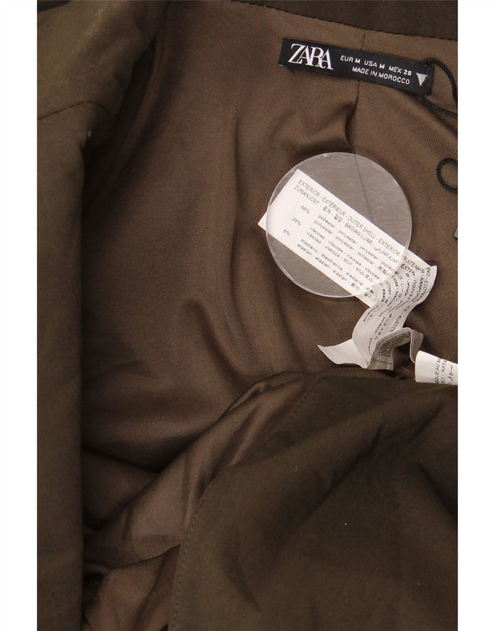 Zara Dame Langærmet Bodycon Kjole UK 12 Medium Khaki Polyester