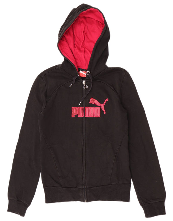 Puma Womens Graphic Regular Fit Zip Hoodie Sweater UK 8 Small Black