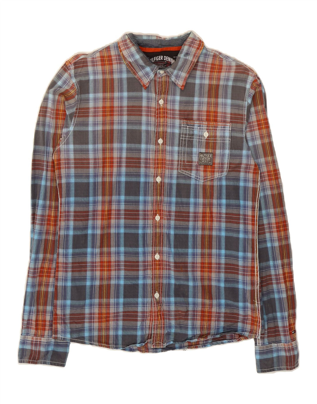 TOMMY HILFIGER Mens Flannel Shirt Medium Multicoloured Check Cotton Vintage Tommy Hilfiger and Second-Hand Tommy Hilfiger from Messina Hembry 