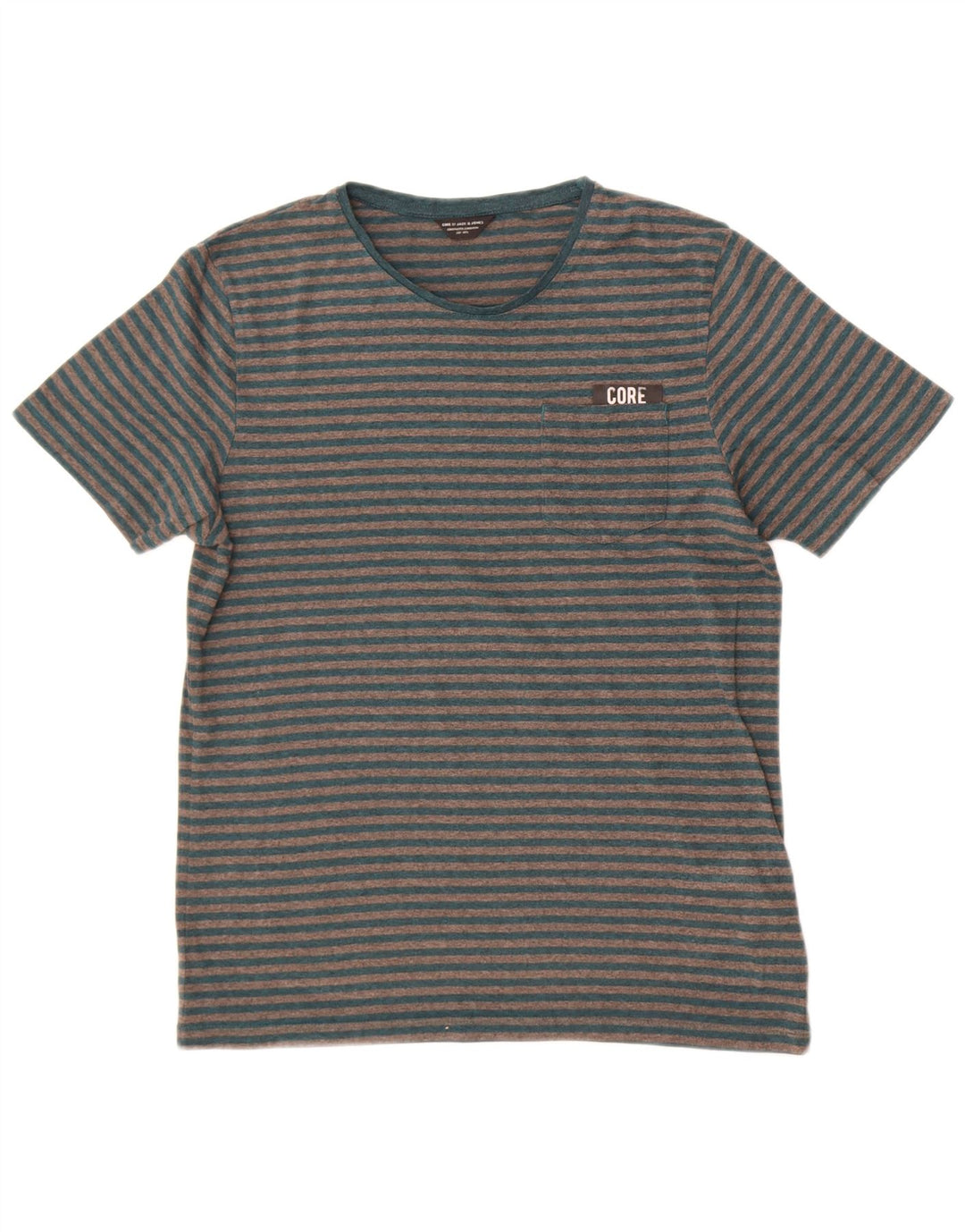 Jack & Jones herre T-shirt top mellem grå stribet bomuld
