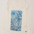 HURLEY Womens Graphic Top Long Sleeve UK 12 Medium White Cotton Vintage Hurley and Second-Hand Hurley from Messina Hembry 