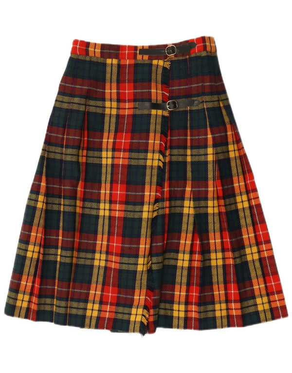 Vintage plisseret nederdel til kvinder W28 Medium flerfarvet plaid