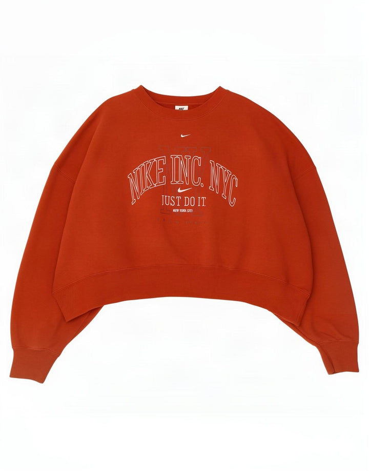 Nike Womens Crop Graphic Oversized Sweatshirt Jumper UK 16 Large Red