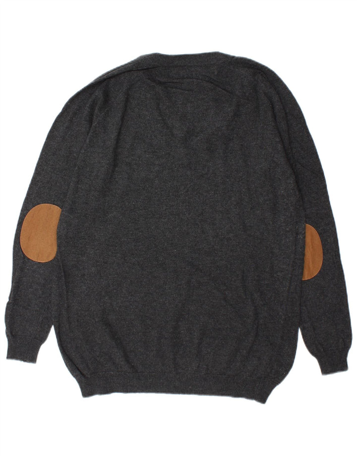 Zara Herre V-hals sweater lille grå bomuld