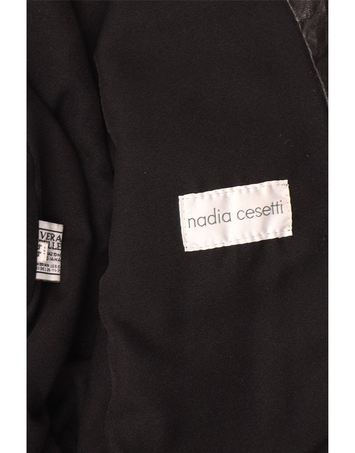 Vintage læderbombejakke til kvinder IT 44 Medium sort læder
