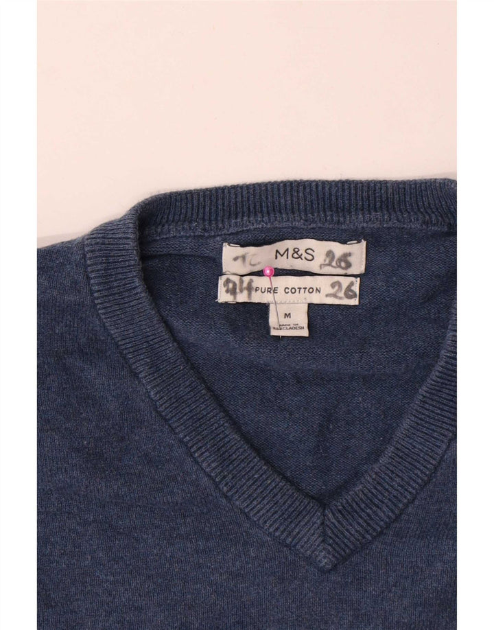 Marks & Spencer Herre V-hals sweater Medium marineblå bomuld