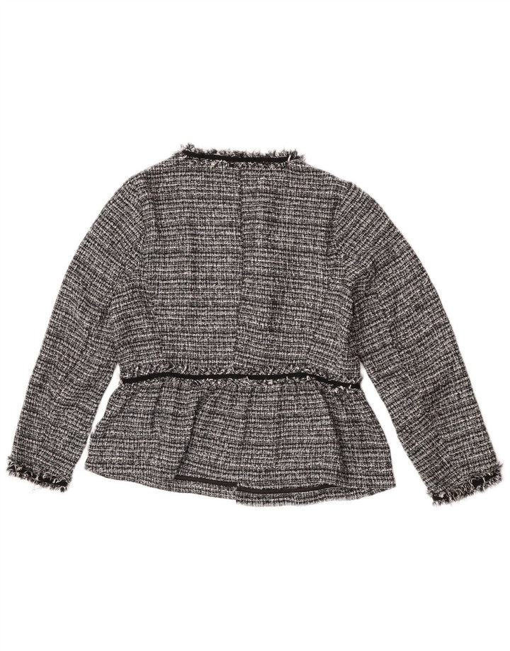 Zara Womens Open Blazer Jacket UK 14 Medium Grey Flecked Polyester