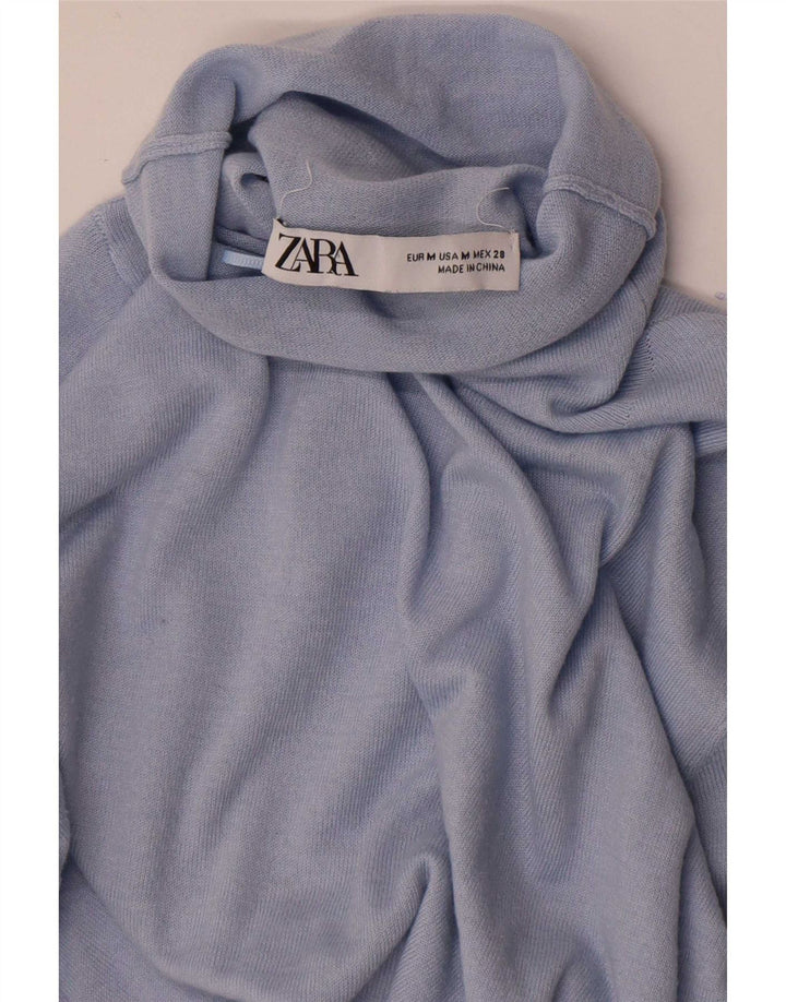 Zara Dame Rullehals Sweater UK 12 Medium Blue