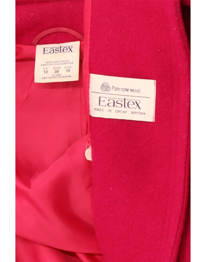 EASTEX Dame Dobbeltradet Frakke UK 12 Medium Pink New Wool