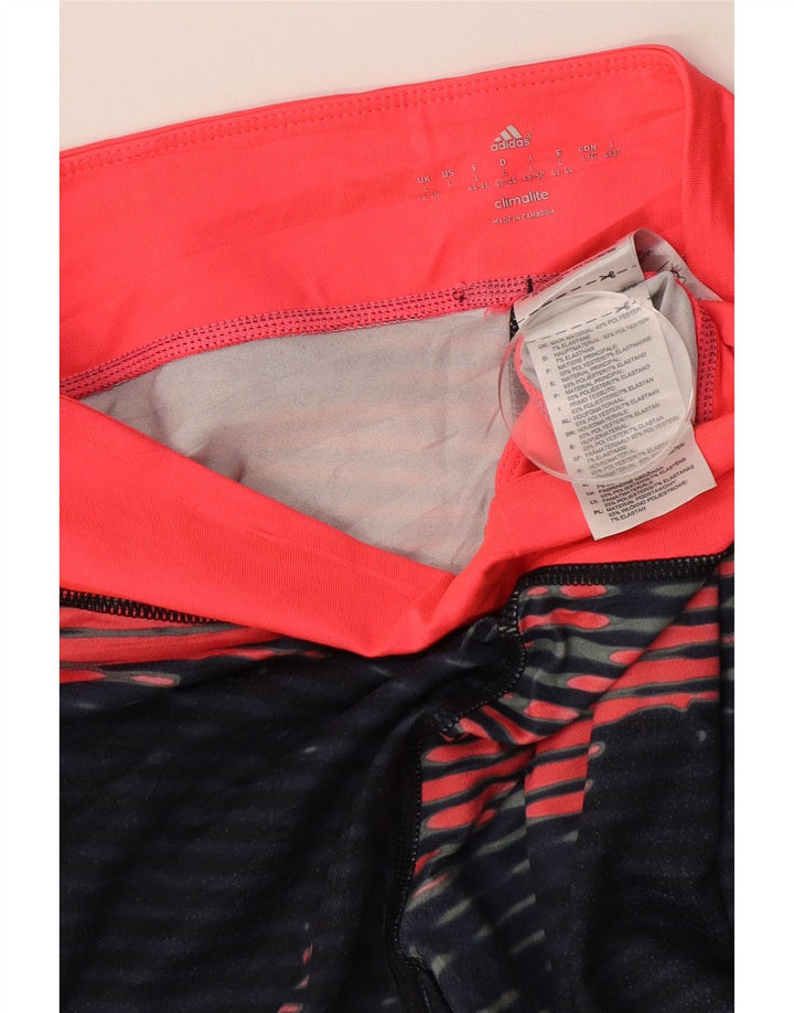 ADIDAS Womens Climalite Leggings UK 16/18 Large Navy Blue Floral