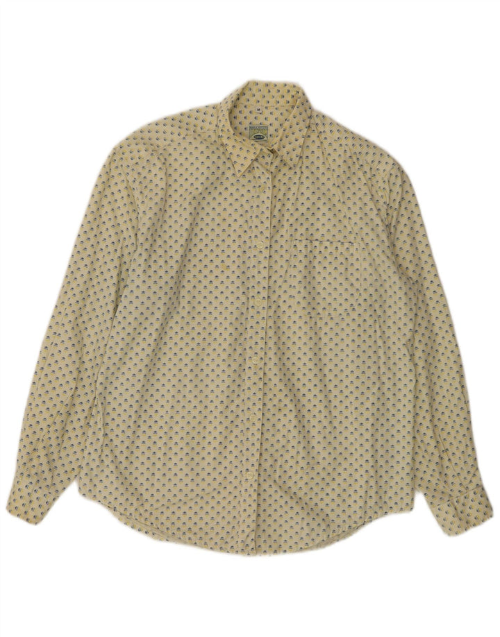 UNIFORM kvinders løs pasform abstrakt mønster skjorte UK 14 Medium gul bomuld