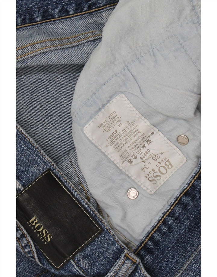 HUGO BOSS Herre Texas Straight Jeans W36 L34 Blå Bomuld