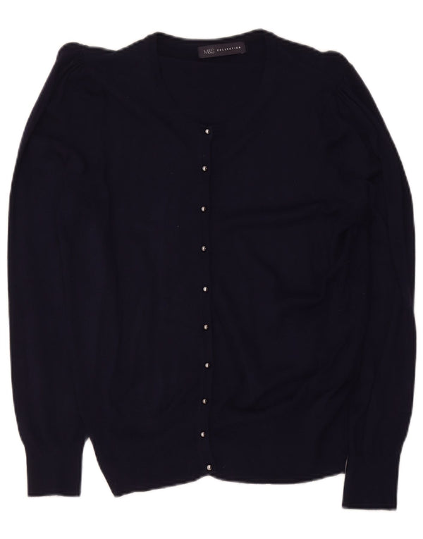 Marks & Spencer Dame Cardigan Sweater UK 14 Large Navy Blue Viscose