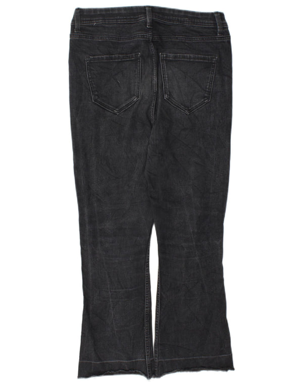 Marks & Spencer Dame Slim Flare Cropped Jeans UK 10 Small W27 L23 Black