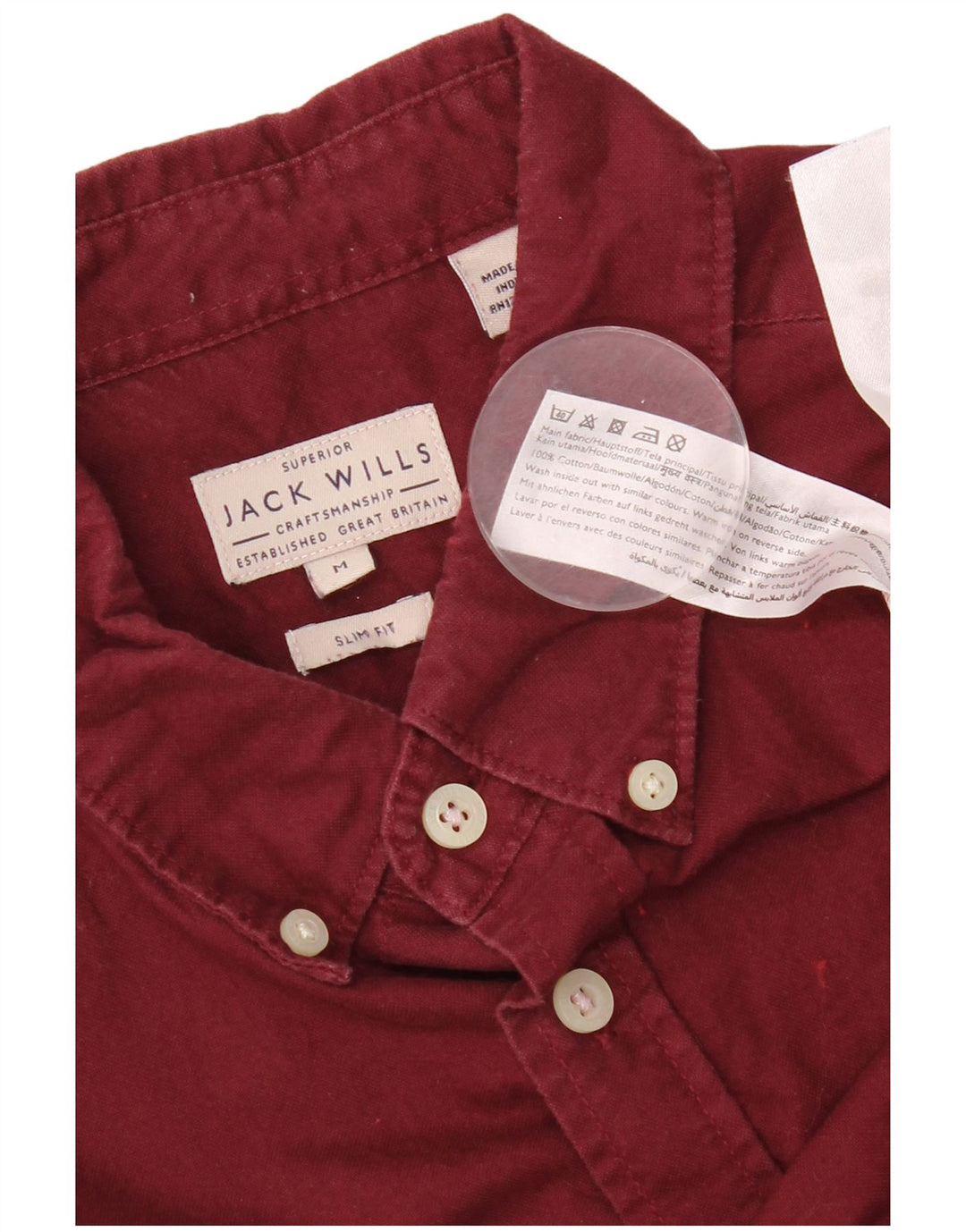 Jack Wills Herre Slim Fit skjorte Medium Bourgogne bomuld