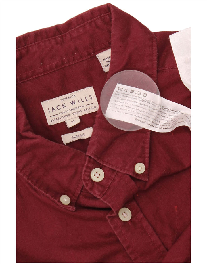 Jack Wills Herre Slim Fit skjorte Medium Bourgogne bomuld