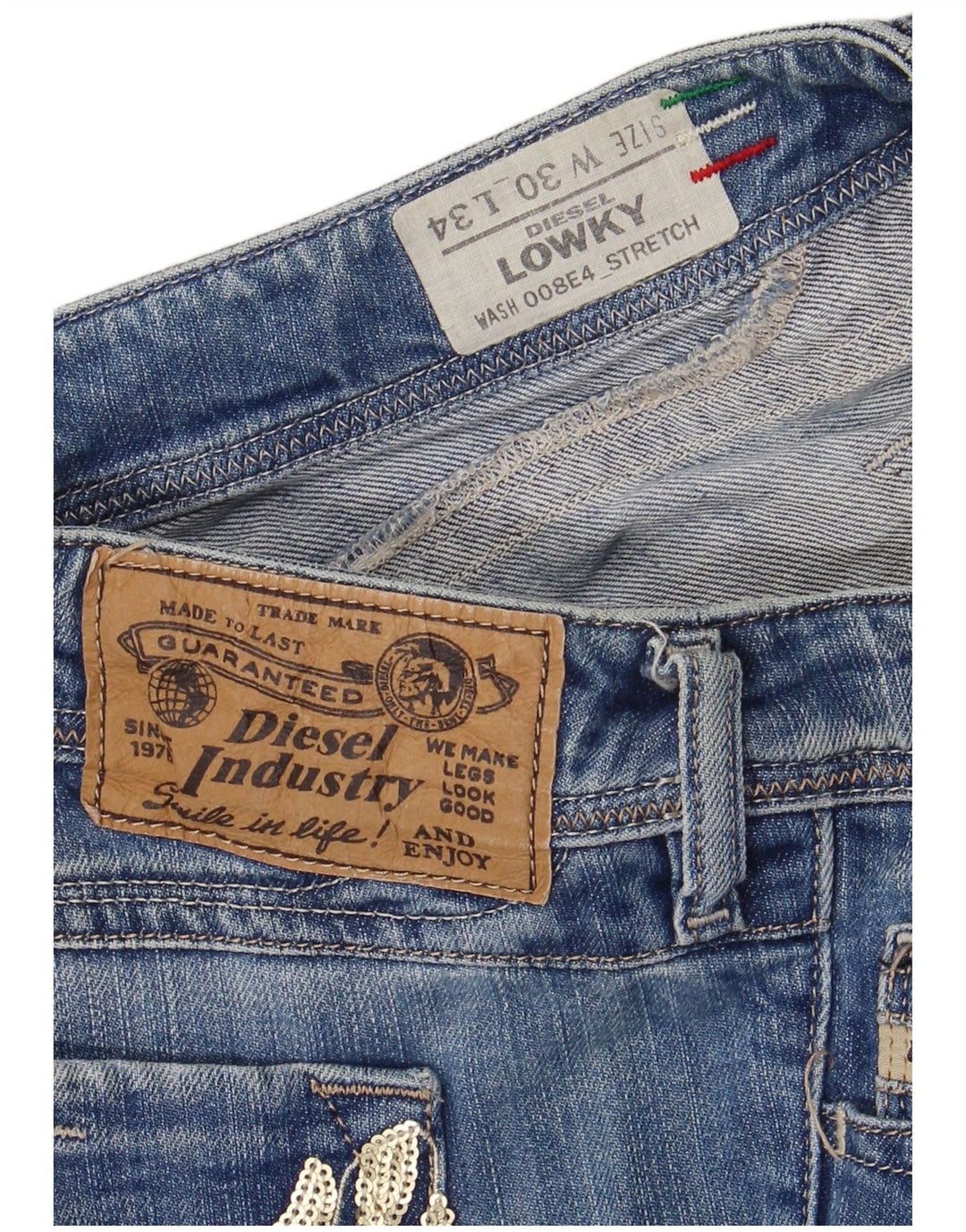 DIESEL Dame Lowky Straight Jeans W30 L29 Blå Bomuld
