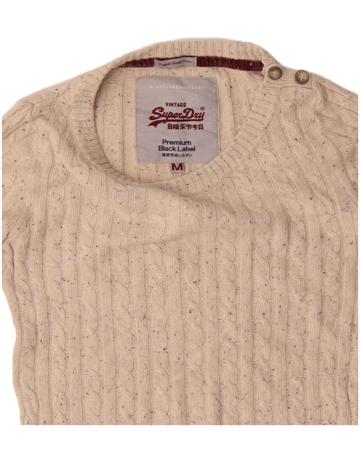 Superdry Dame Boat Neck Sweater UK 12 Medium Beige Flecked Bomuld