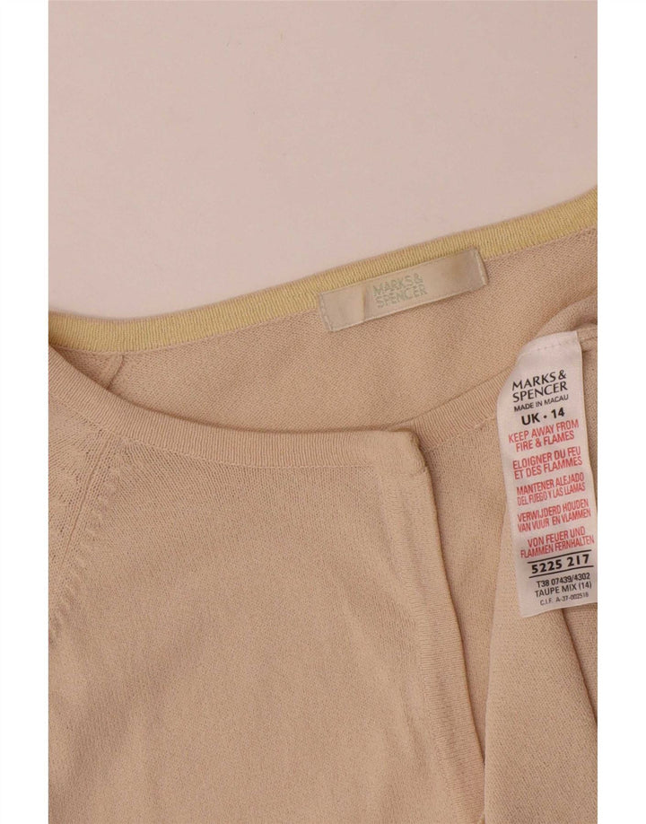 Marks & Spencer Dame Cardigan Sweater UK 16 Stor Beige Colourblock