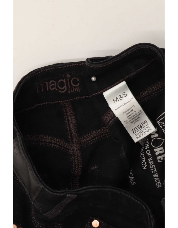 Marks & Spencer Womens Magic Slim Jeans UK 12 Medium W28 L28 Black Bomuld
