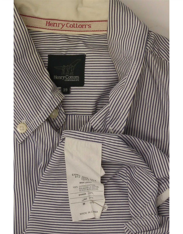 Henry Cottons Herreskjorte str. 39 Medium Blue Pinstripe Cotton