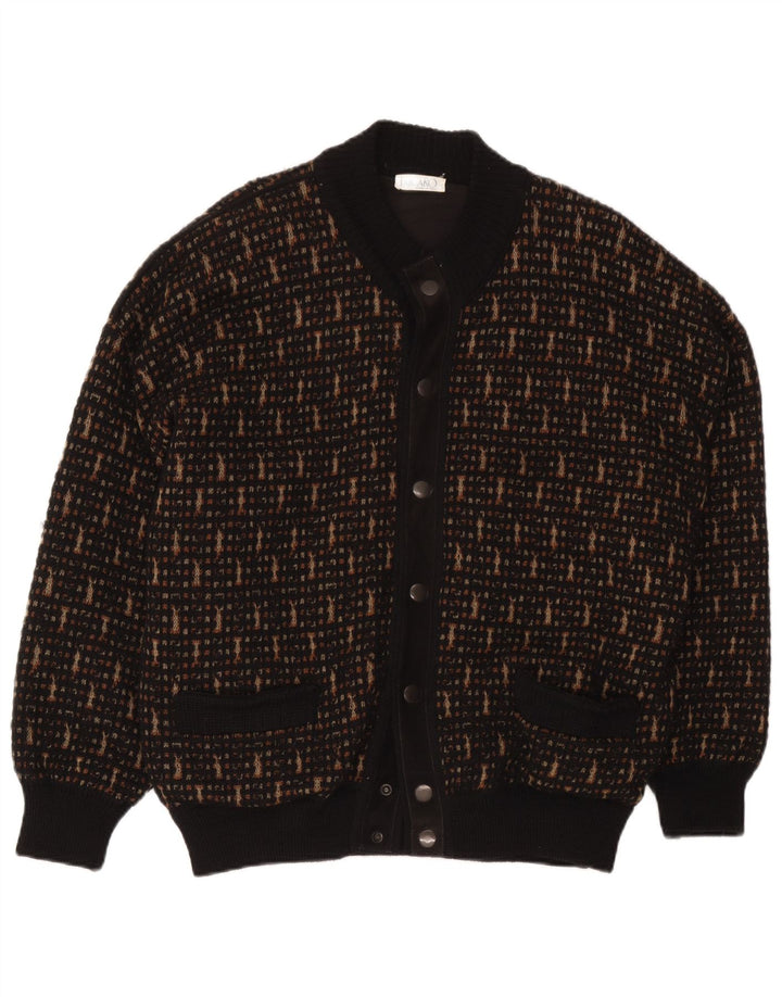 Falcaro Herre Cardigan Sweater IT 52 Stor sort geometrisk uld