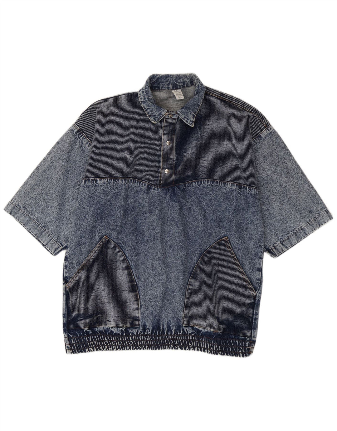 Vintage Herre Loose Fit Kortærmet Pullover Denim Shirt Lille Blå Bomuld