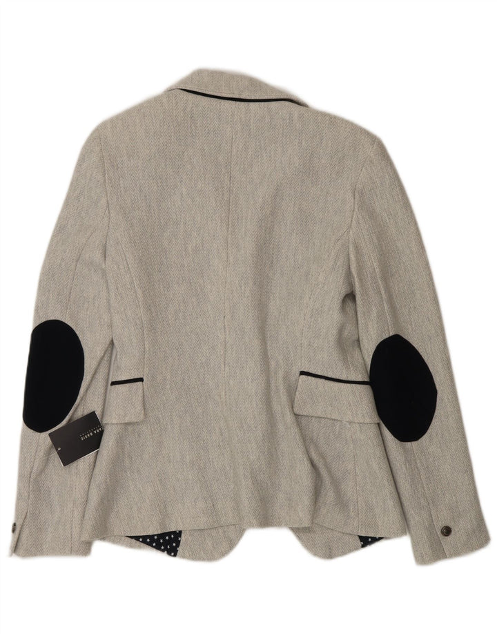 Zara Dame 1 Knap Blazer Jacket UK 12 Medium Grey Herringbone