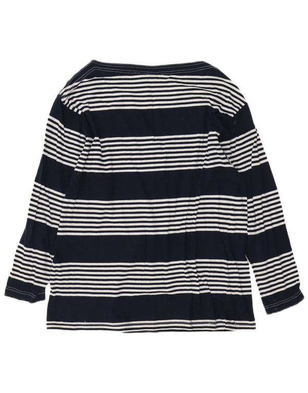 Trussardi Jeans Dame Grafisk Top Langærmet UK 14 Medium Navy Blue