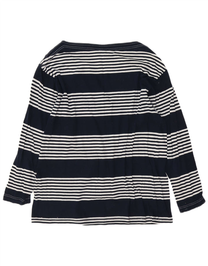 Trussardi Jeans Dame Grafisk Top Langærmet UK 14 Medium Navy Blue