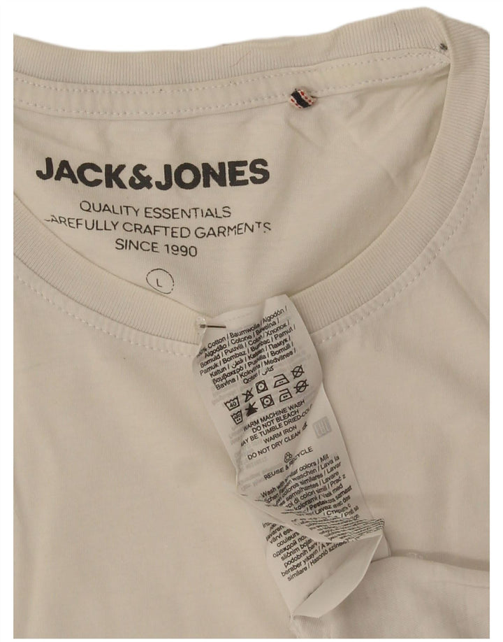 Jack & Jones Herre grafisk T-shirt Top Stor hvid bomuld