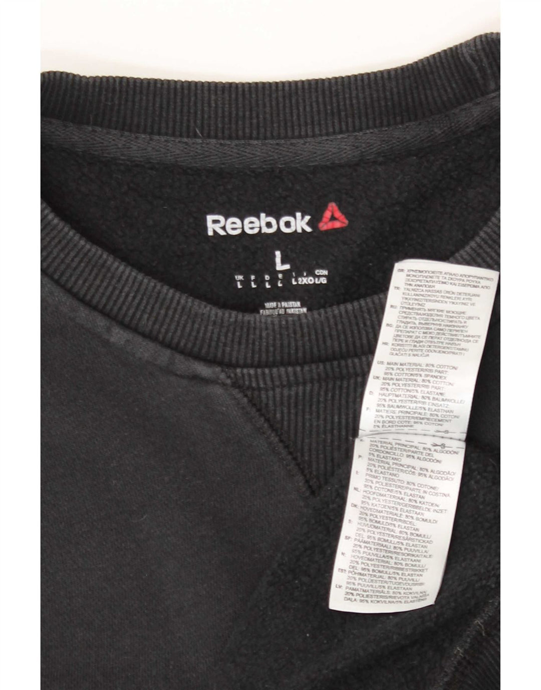 Reebok Sweatshirt til mænd, stor sort bomuld